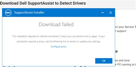 supportassist installer download failed